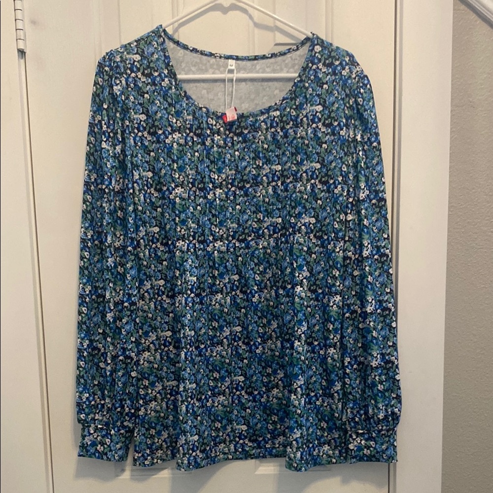 Floral Blue Women's Top